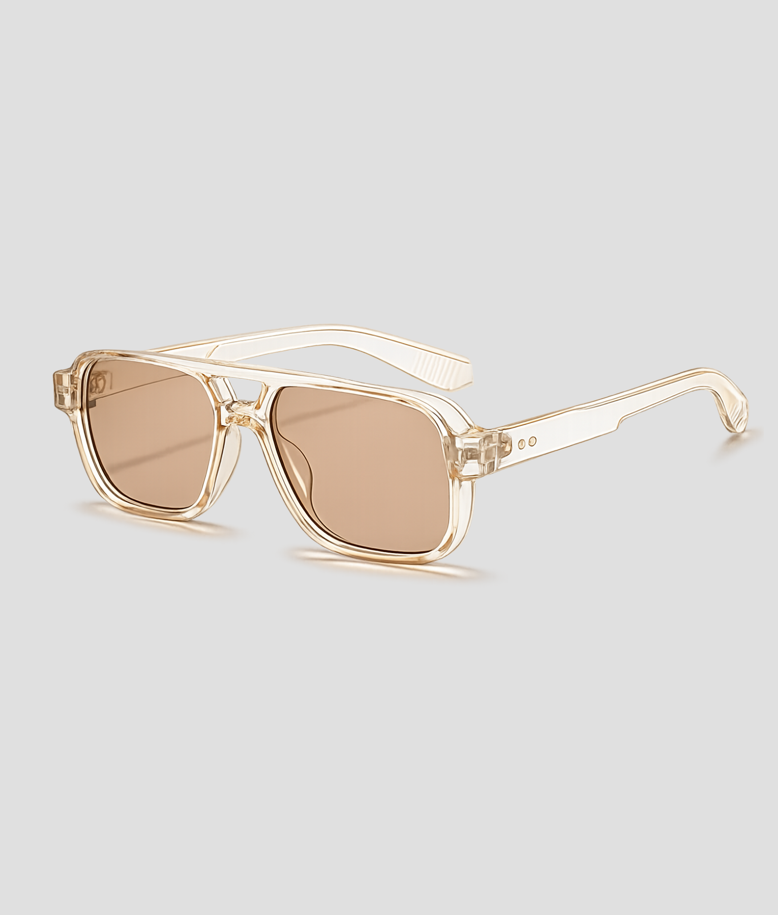 Transparante aviator zonnebril met bruine glazen