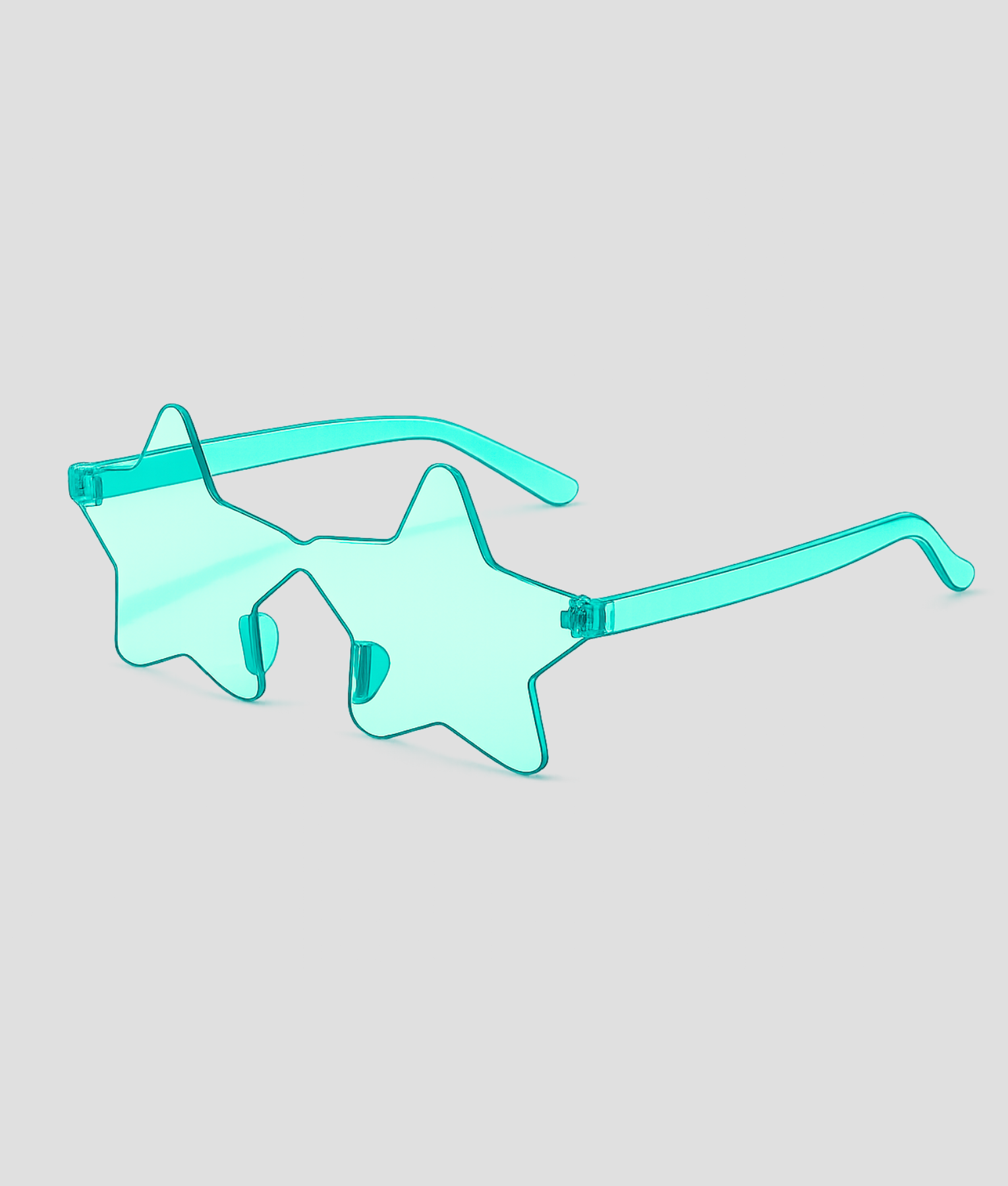 Turquoise ster feestbril met transparante stervormige glazen