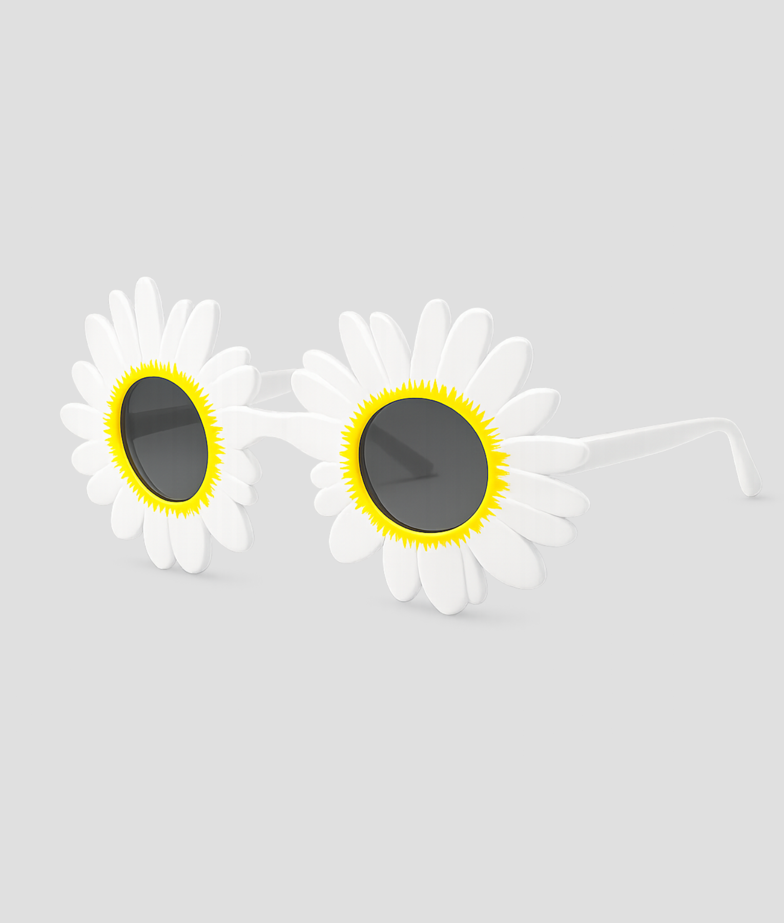 Witte madeliefje zonnebril met gele bloemrand - Pep Schep