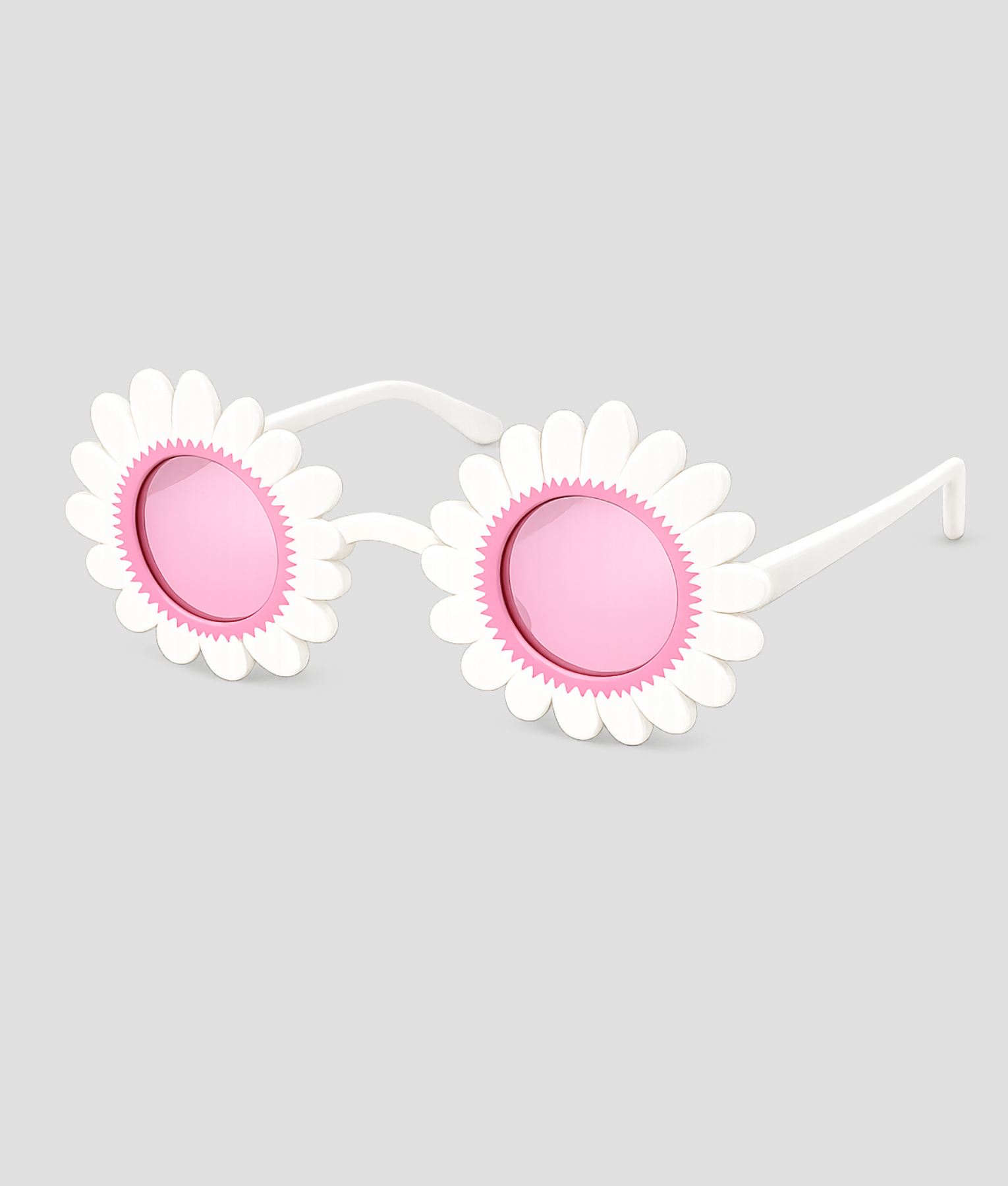 Witte madeliefje zonnebril met roze glazen