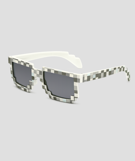 Witte vierkante feestbril met pixel-patroon