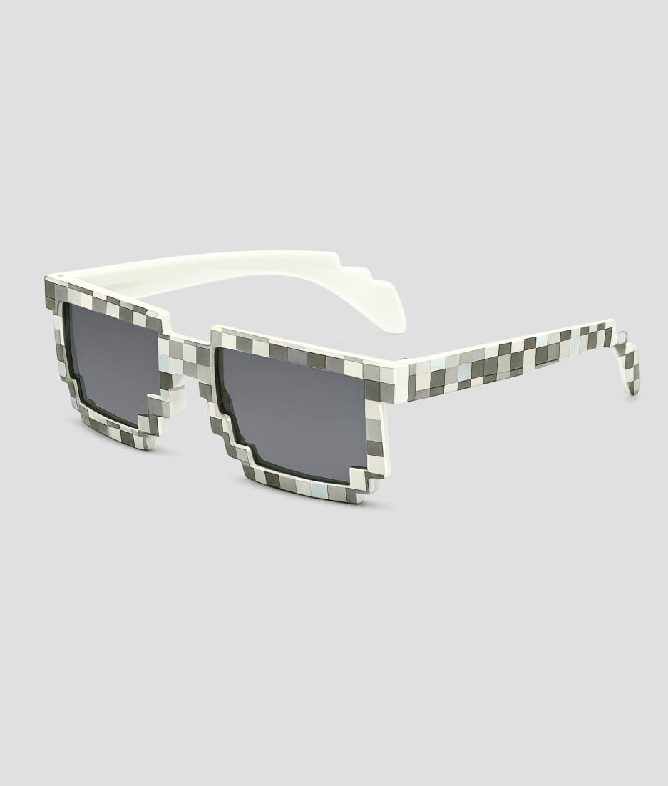 Witte vierkante feestbril met pixel-patroon