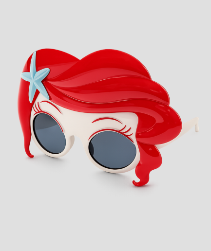 Feestbril in de vorm van een zeemeermin met rood haar en zeester