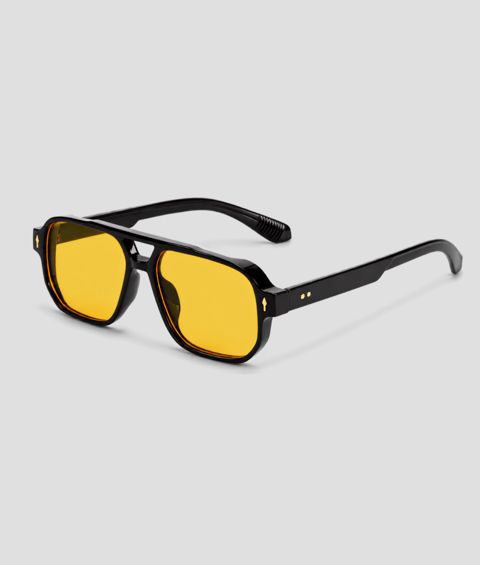 Zwarte aviator zonnebril met gele glazen