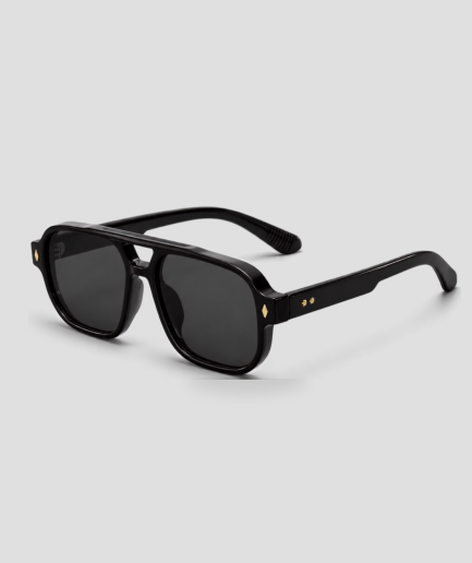 Zwarte aviator zonnebril met grijze glazen
