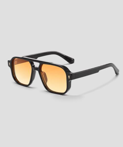 Zwarte aviator zonnebril met oranje glazen
