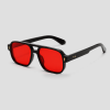 Zwarte aviator zonnebril met rode glazen
