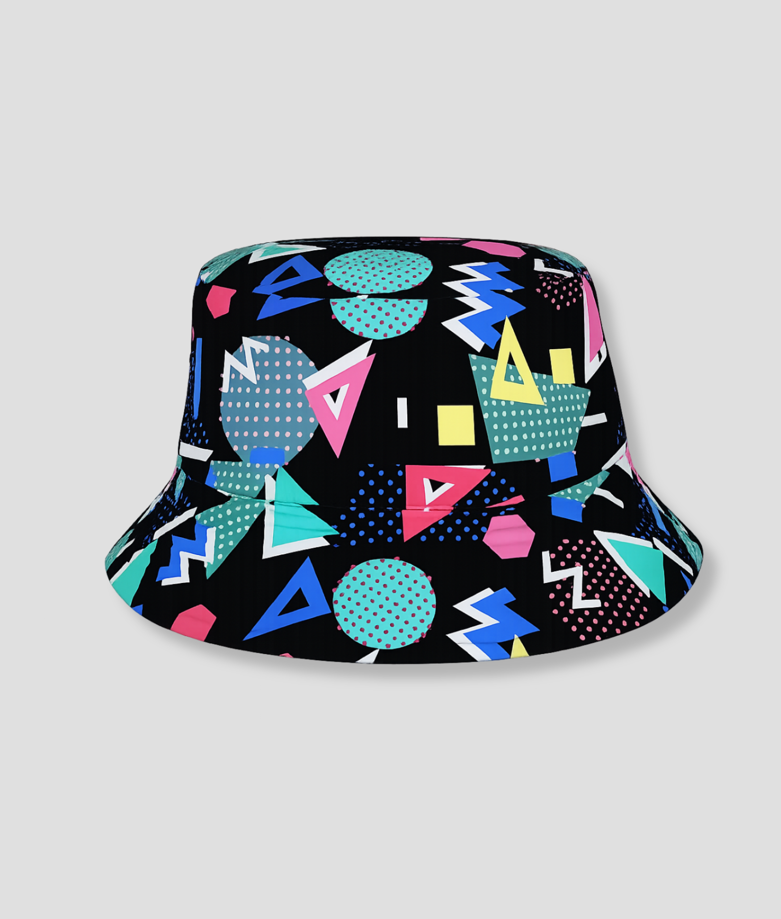 Zwarte bucket hat met geometrische print