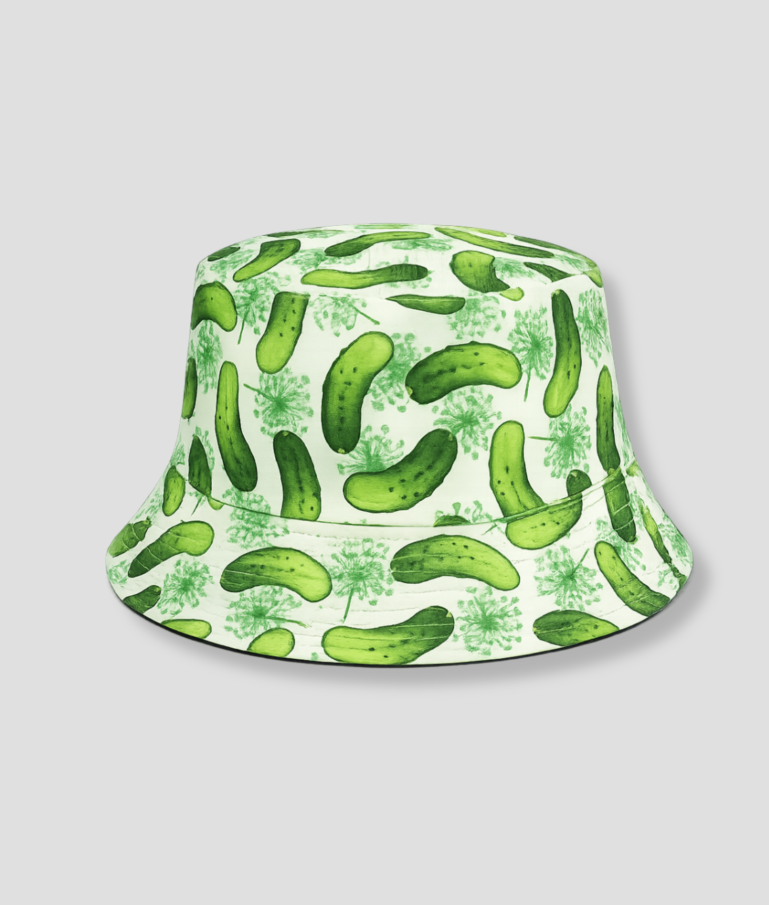 Witte bucket hat met komkommerprint