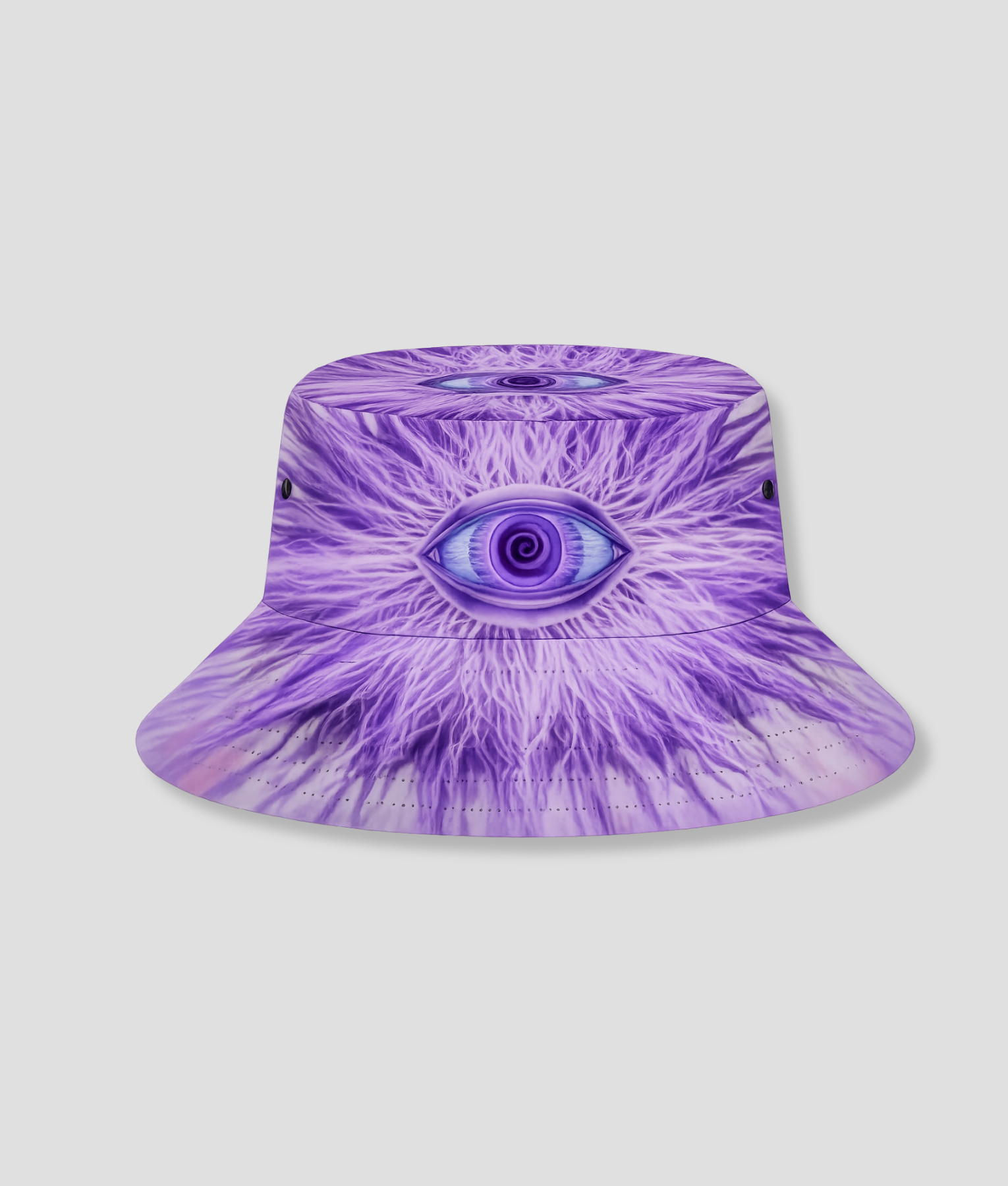 Paarse bucket hat met psychedelische oogprint