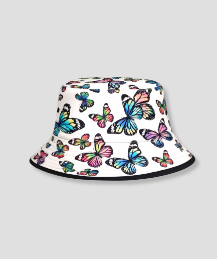 Witte bucket hat met vlinderprint
